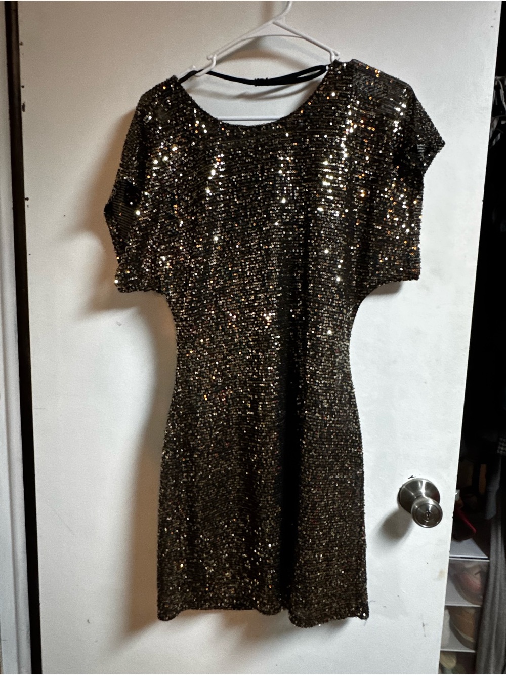 Express Gold Sequin Mini Dress
